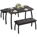 Dining Table Set for 4, Metal Frame Kitchen Table Set with 2 Upholstered Bench, 3 Piece Dining Room Table Furniture for Apartment, Studio, Home