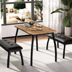Dining Table Set for 4, Metal Frame Kitchen Table Set with 2 Upholstered Bench, 3 Piece Dining Room Table Furniture for Apartment, Studio, Home