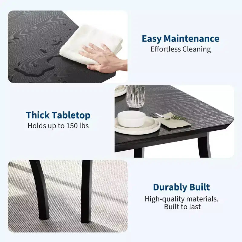 Dining Table Set for 4, Metal Frame Kitchen Table Set with 2 Upholstered Bench, 3 Piece Dining Room Table Furniture for Apartment, Studio, Home