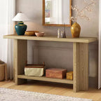 Console Whisen d'inspiration vintage avec placage en bois de frêne et piétement en T