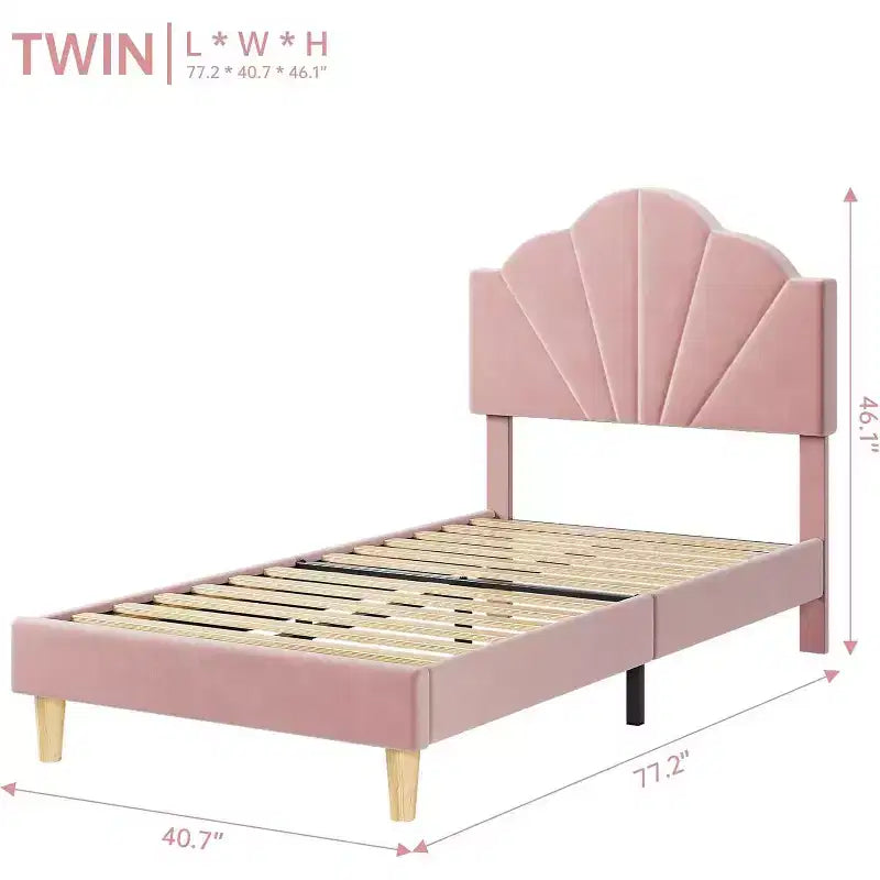 Cadre de lit tapissé COZONY Twin / Twin XL avec tête de lit réglable, velours, lattes robustes, sommier tapissier non nécessaire