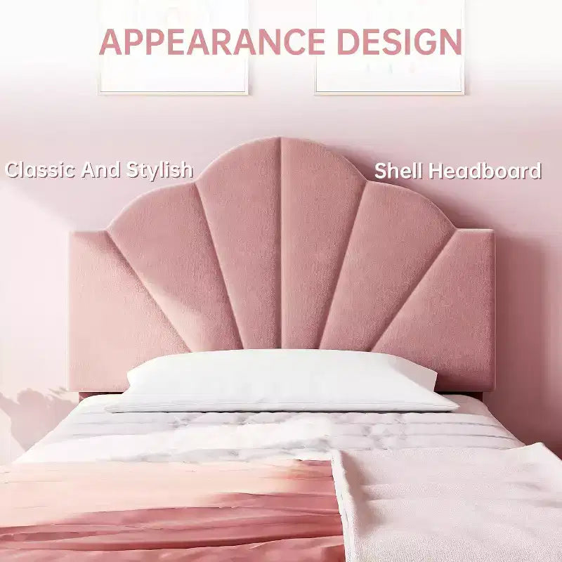 Cadre de lit tapissé COZONY Twin / Twin XL avec tête de lit réglable, velours, lattes robustes, sommier tapissier non nécessaire