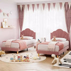 Cadre de lit tapissé COZONY Twin / Twin XL avec tête de lit réglable, velours, lattes robustes, sommier tapissier non nécessaire
