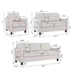 Ensemble de canapés capitonnés en tissu GDFStudio McLarnan contemporains 3 pièces