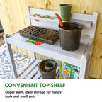 EAGLE PEAK Établi de jardinage en vinyle sans entretien pour l'extérieur et l'intérieur, table de rempotage étanche avec étagère ouverte, rangement inférieur, gris
