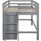 Lit mi-hauteur simple pour enfants, lit mezzanine simple en bois avec tiroirs de rangement, armoire et étagères inférieurs
