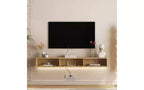 68.8 Meuble TV Flottant Mural avec 16 LED Couleurs, Meuble TV Moderne 69, Meuble TV Flottant, Centre de Divertissement pour TV 55 60 65 Pouces, Bois