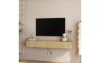 68.8 Meuble TV Flottant Mural avec 16 LED Couleurs, Meuble TV Moderne 69, Meuble TV Flottant, Centre de Divertissement pour TV 55 60 65 Pouces, Bois