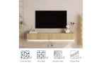 68.8 Meuble TV Flottant Mural avec 16 LED Couleurs, Meuble TV Moderne 69, Meuble TV Flottant, Centre de Divertissement pour TV 55 60 65 Pouces, Bois