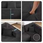 Canapé modulaire en velours côtelé Mjkone 141'' de profondeur, canapé moderne 8 places en forme de U avec pouf mobile