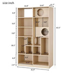 2-en-1 Bibliothèque Maison de chat Arbre à chat Vitrine Cache-litière pour chat Étagère d'escalade Bibliothèque Étagère de rangement, Naturel - ModernLuxe