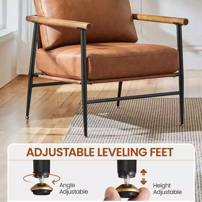 Yaheetech Fauteuil d'appoint du milieu du siècle Fauteuil de lecture avec cadre en métal pour salon, chambre à coucher