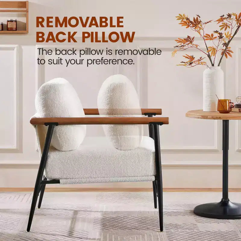 Yaheetech Fauteuil d'appoint du milieu du siècle Fauteuil de lecture avec cadre en métal pour salon, chambre à coucher