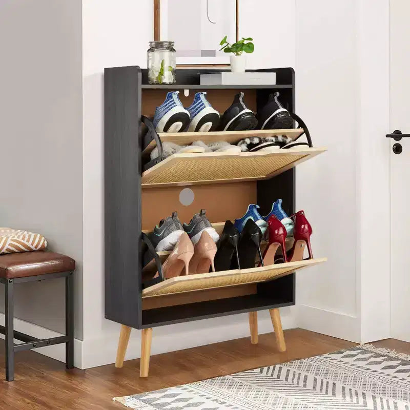 Meuble à chaussures GustoWave avec tiroirs basculants - Organisateur ventilé et anti-odeurs pour 15-20 paires de chaussures, armoire à chaussures anti-basculement