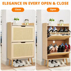 Meuble à chaussures GustoWave avec tiroirs basculants - Organisateur ventilé et anti-odeurs pour 15-20 paires de chaussures, armoire à chaussures anti-basculement