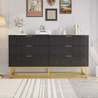Commode en bois pour chambre à coucher, large commode à 6 tiroirs, grande unité de rangement en tour, organisateur de placard pour salon, couloir