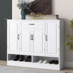 Okak Shoe Cabinet, Storage Cabinet with 4 Doors, 1 Drawer and Adjustable Shelves, Entryway Cabinet for Entryway, Living Room