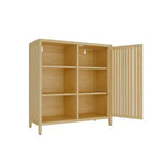 Meuble à chaussures étroit en bambou Okak avec 2 portes et 3 étagères, rangement pour chaussures pour entrée, foyer, couloir, chambre à coucher