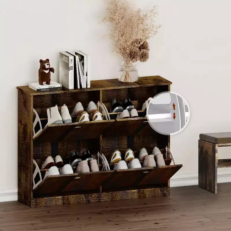 Meuble à chaussures Okak, porte-chaussures étroit avec 4 tiroirs et poignée métallique, rangement à chaussures pour entrée, foyer, couloir, chambre à coucher