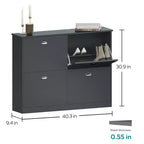 Meuble à chaussures Okak, porte-chaussures étroit avec 4 tiroirs et poignée métallique, rangement à chaussures pour entrée, foyer, couloir, chambre à coucher
