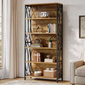 Lantine 70.87 Industrial Bookshelf, 6-Tier Bookcase with Geometric Metal Frame & Open Storage Shelves for Home Office, Living Room, Brown