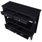 Hostack Table Console de Ferme 91 cm en Bois avec 4 Tiroirs et 1 Étagère de Rangement pour Entrée et Salon, Noir