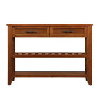 Hostack Table console de 106,7 cm avec 2 tiroirs de rangement et 2 étagères pour salon et salle à manger, marron