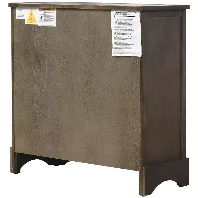 GDFStudio Elsie Meuble de rangement en bois massif avec tiroirs et paniers en rotin