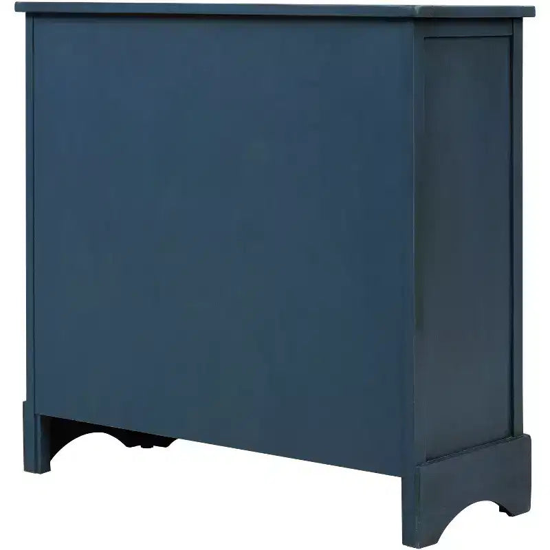 GDFStudio Elsie Meuble de rangement en bois massif avec tiroirs et paniers en rotin