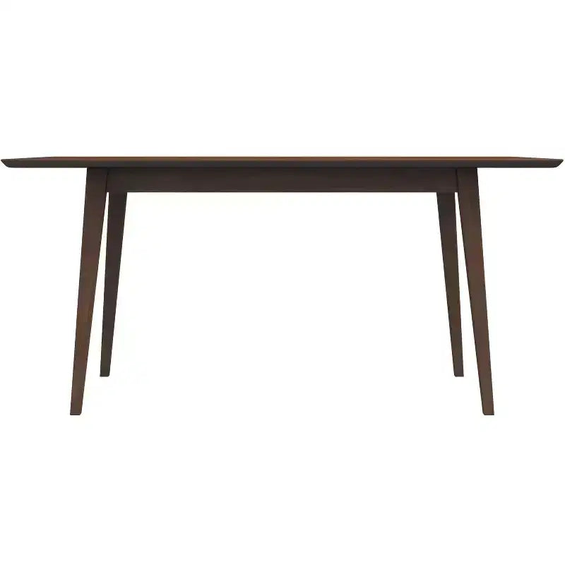 Table à manger en bois massif du milieu du siècle, 4-6 places, finition biseautée marron
