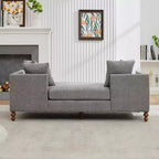 Chaise longue capitonnée en chenille Ashtabula de GDFStudio avec garniture cloutée