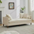Chaise longue capitonnée en chenille Ashtabula de GDFStudio avec garniture cloutée