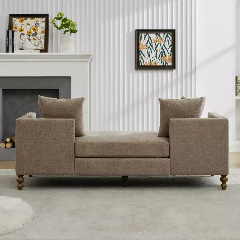 Chaise longue capitonnée en chenille Ashtabula de GDFStudio avec garniture cloutée