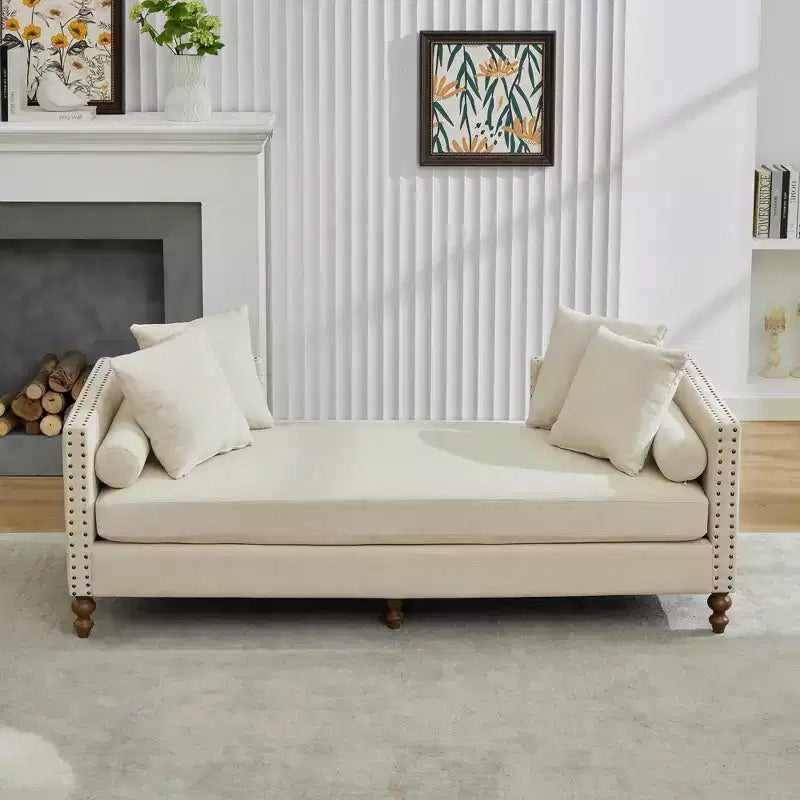 GDFStudio Ashtabula Chenille Upholstered Chaise Lounge with Nailhead Trim