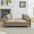 Chaise longue capitonnée en chenille Ashtabula de GDFStudio avec garniture cloutée