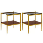 Ensemble de 3 tables basses et tables d'appoint, tables modernes en verre avec étagère de rangement en MDF et pieds en métal robustes pour le salon