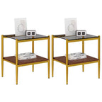 Ensemble de 3 tables basses et tables d'appoint, tables modernes en verre avec étagère de rangement en MDF et pieds en métal robustes pour le salon