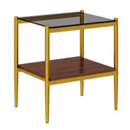 Ensemble de 3 tables basses et tables d'appoint, tables modernes en verre avec étagère de rangement en MDF et pieds en métal robustes pour le salon