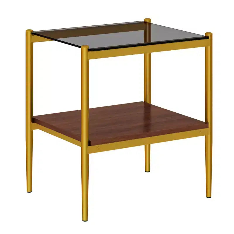 Ensemble de 3 tables basses et tables d'appoint, tables modernes en verre avec étagère de rangement en MDF et pieds en métal robustes pour le salon