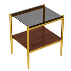 Ensemble de 3 tables basses et tables d'appoint, tables modernes en verre avec étagère de rangement en MDF et pieds en métal robustes pour le salon