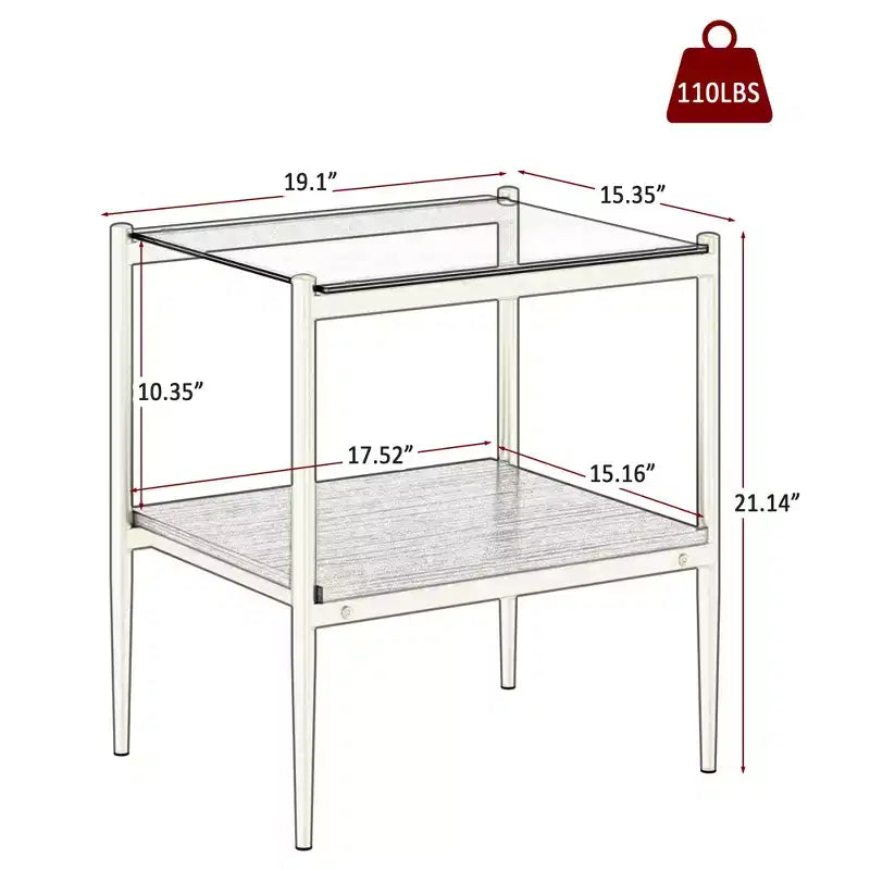 Ensemble de 3 tables basses et tables d'appoint, tables modernes en verre avec étagère de rangement en MDF et pieds en métal robustes pour le salon