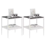 Ensemble de 3 tables basses et tables d'appoint, tables modernes en verre avec étagère de rangement en MDF et pieds en métal robustes pour le salon