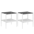 Ensemble de 3 tables basses et tables d'appoint, tables modernes en verre avec étagère de rangement en MDF et pieds en métal robustes pour le salon