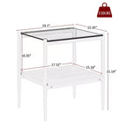 Ensemble de 3 tables basses et tables d'appoint, tables modernes en verre avec étagère de rangement en MDF et pieds en métal robustes pour le salon