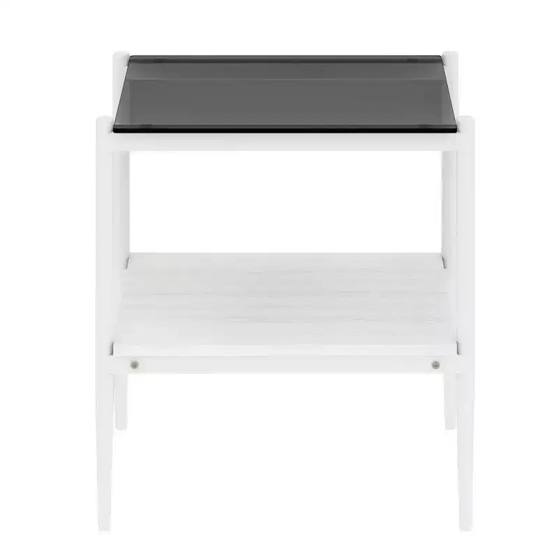 Ensemble de 3 tables basses et tables d'appoint, tables modernes en verre avec étagère de rangement en MDF et pieds en métal robustes pour le salon