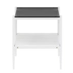 Ensemble de 3 tables basses et tables d'appoint, tables modernes en verre avec étagère de rangement en MDF et pieds en métal robustes pour le salon