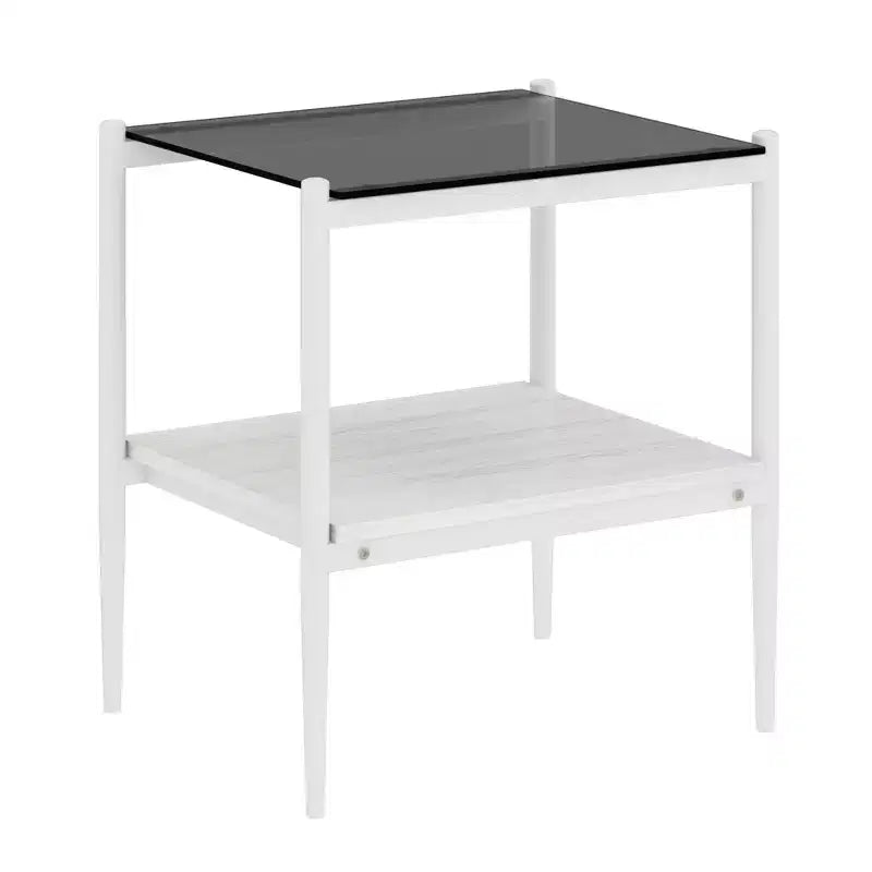 Ensemble de 3 tables basses et tables d'appoint, tables modernes en verre avec étagère de rangement en MDF et pieds en métal robustes pour le salon