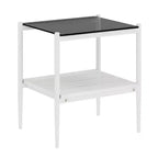 Ensemble de 3 tables basses et tables d'appoint, tables modernes en verre avec étagère de rangement en MDF et pieds en métal robustes pour le salon