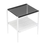 Ensemble de 3 tables basses et tables d'appoint, tables modernes en verre avec étagère de rangement en MDF et pieds en métal robustes pour le salon