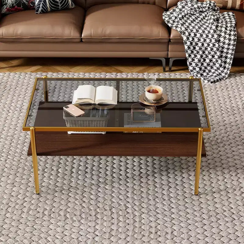Ensemble de 3 tables basses et tables d'appoint, tables modernes en verre avec étagère de rangement en MDF et pieds en métal robustes pour le salon